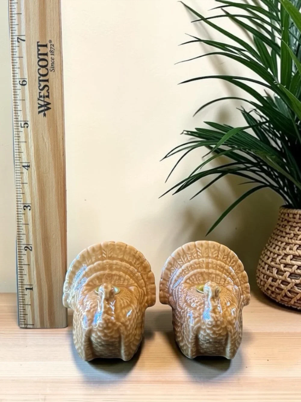 HMK Turkey Ceramic Candlestick Holders Set of 2 Thanksgiving Decor
